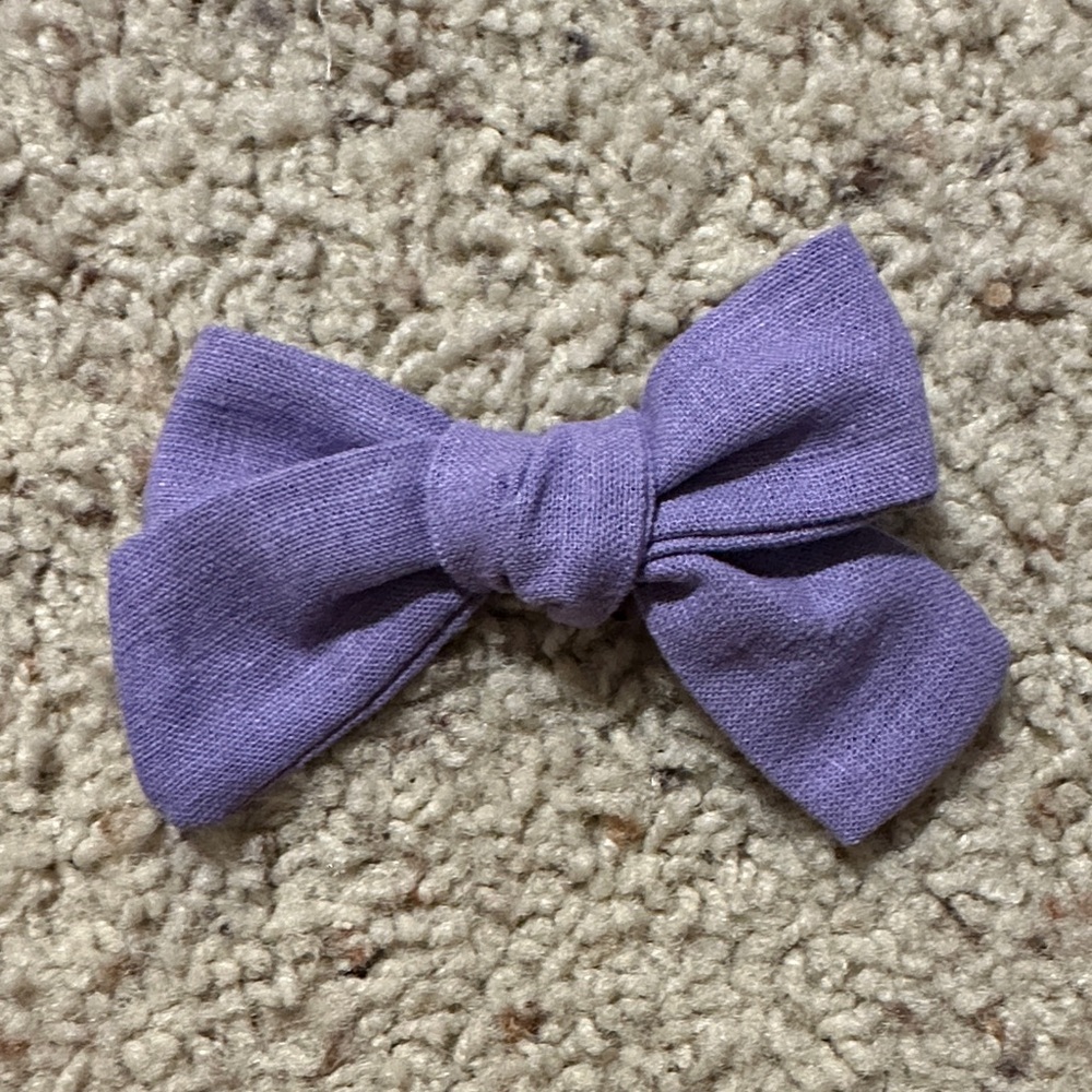 Purple linen Kids Hair Bow